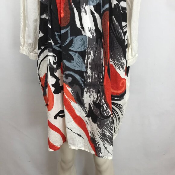 ULLA POPKEN - WOMEN'S 20/22 - ART TO WEAR 3/4 SLEEVE V NECK COTTON TUNIC DRESS - Picture 3 of 7